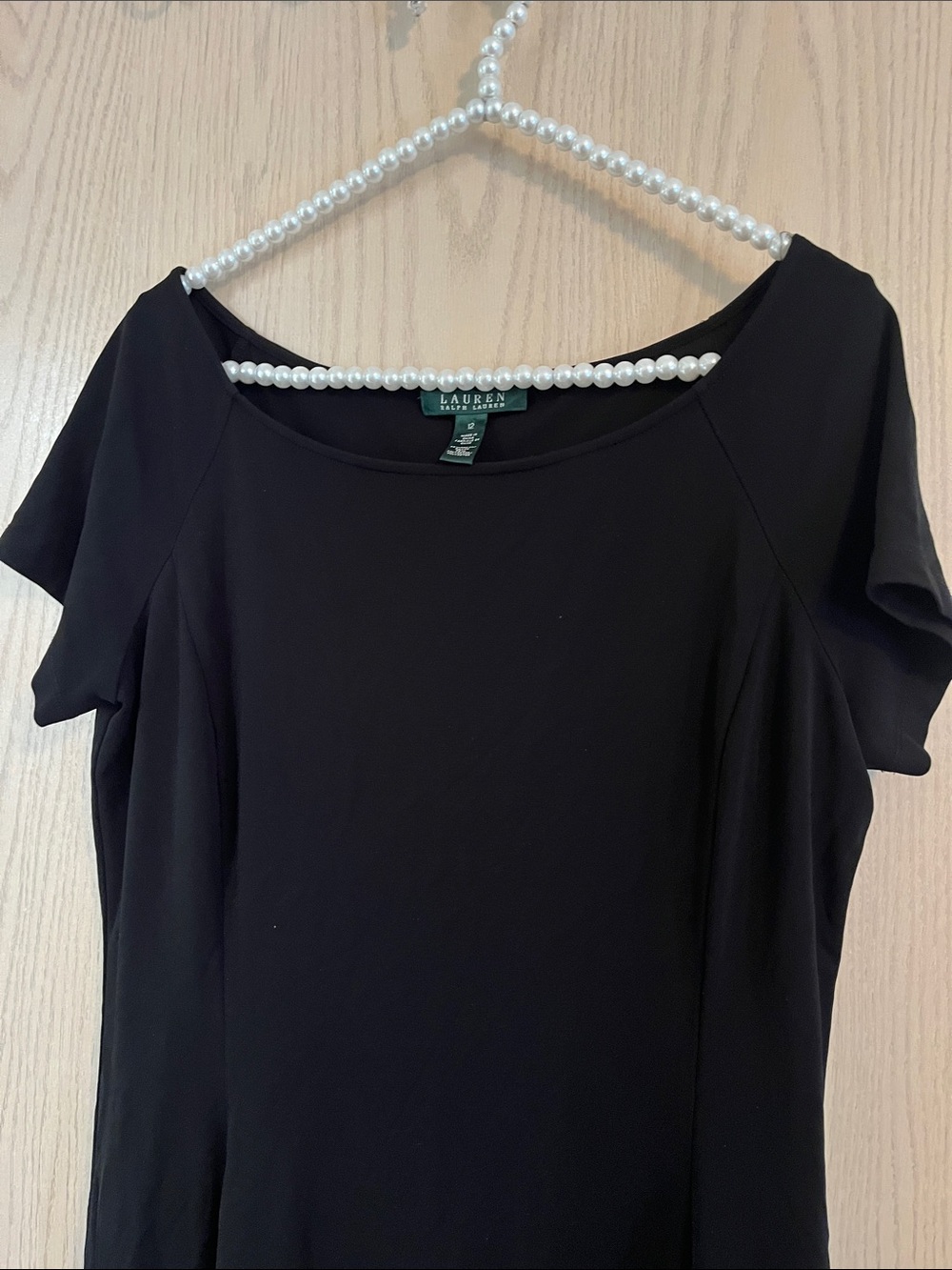 Lauren Ralph Lauren Black Short-Sleeve Midi Dress with Ruffled Hem - Picture 2 of 10
